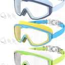 Kids Goggles Age 4-16, Anti-Fog UV 180°Clear View Kids Swim Goggles, 3 Pack Swimming Goggles Waterproof Pool Goggles, One Size