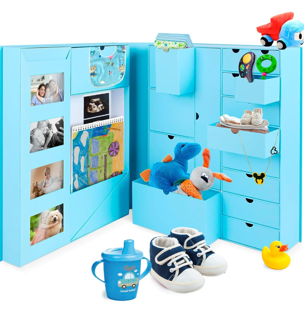 Baby Keepsake Box - Baby Memory Box - Baby Boy Girl Keepsake Box Tins Memory Box Pregnancy Baby Bubbs Storage Box Baby First Year Box Library Baby All-in-One Organizer