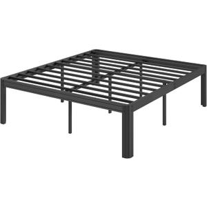 18 in High Heavy Duty King Size Bed Frame Platform, Reinforced Metal King Bed Frame No Box Spring Needed, Rounded Edge, Surdy Steels, Easy Assembly