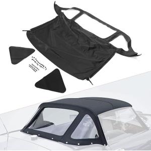 HECASA Convertible Soft Top Replacement Compatible with 1971-1981 Triumph Spitfire with Clear Plastic Window, Premium Grade Sailcloth Vinyl Black