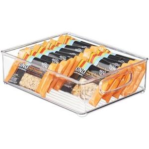 iDesign Linus Plastic Storage Bin with Handles for Kitchen, Fridge, Freezer, Pantry, and Cabinet Organization, BPA-Free, Clear