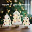 Pinkunn Set of 3 Christmas Table Tree Decor White Plush Mini Christmas Tree Tabletop Decorations Centerpieces for Winter Holiday Mantel Fireplace Tabletop Home Decor, 3 Sizes