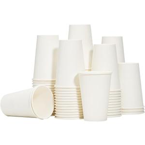 RACETOP Hot Paper Coffee Cups 12 oz [300 Pack], Disposable Coffee Cups 12 oz, Upgraded Weight Of Paper, White, 12 oz White Solid