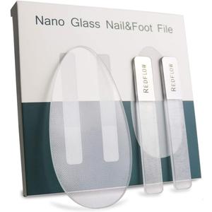 RedFlow Glass Nail File,Nail Buffer Set Contains 2 Nano Glass Nail Files and 1 Nano Glass Foot File,Professional Manicure Set,Nail Files for Natural Nails Removing Calluses (3 Piece Set)