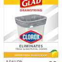 Glad Medium Drawstring Trash Bags with Clorox, 8 Gal, Lemon Fresh Bleach, 80 Ct (Package May Vary)