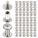 45 Sets Chicago Screws 304 Stainless Steel Screw Post Binding Leather Screw for DIY Leather Bookbinding Bag Decoration (5x6mm) (5x6mm 45pcs, Silver)