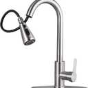 Kitchen Sink Faucet with Pull Down Sprayer with Deck Plate Home Handle Stainless Steel 360 High Arc Swivel Efficient Cleaning Brushed Out Kitchens Tap Faucets (Brushed Nickel)