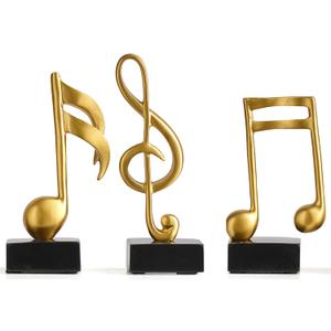 3 Pieces Gold Music Note Sculptures Home Decor for Shelf Decor Accents Resin Gold Music Note Statue Table Decorations for Living Room Office Coffee Table TV Stand