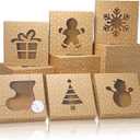 COTOPHER 18Pcs Christmas Cookie Boxes with Window, 10x10x2.5 inch Brown Bakery Boxes for Gift Giving, Snow Pattern Treat Boxes Holiday Pastries Boxes for Cakes Muffins Donuts Chocolate Strawberries