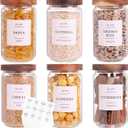 6 Set Glass Pantry Storage Jars with Acacia Airtight Lid - 23oz Thicken Glass Kitchen Canisters with 132 Pantry Labels - Clear Glass Food Storage Containers with Wood Lid for Tea,Sugar,Cookie,Coffee