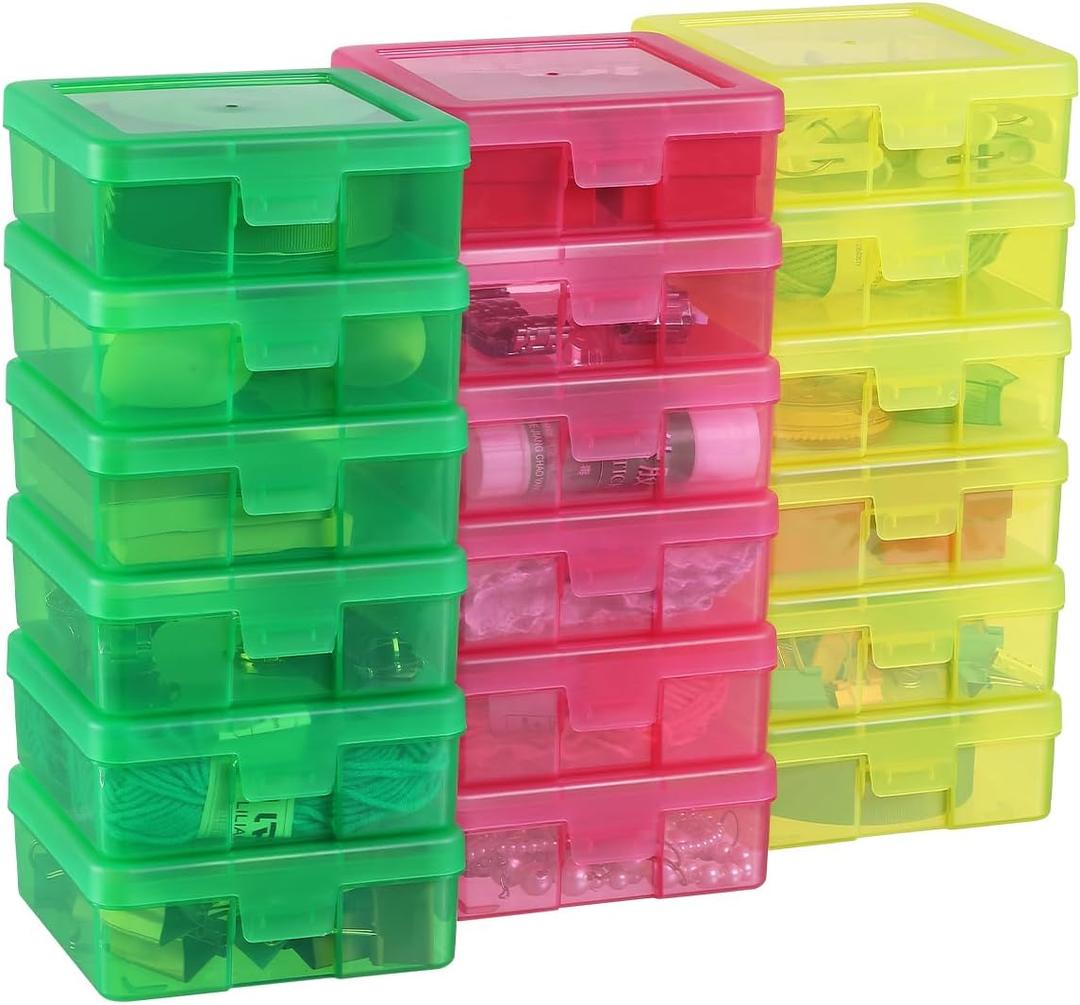 novelinks 18 Pack Small Plastic Storage Containers Clear Arts & Crafts Storage Boxes & Organizers Stackable Small Containers With Lids For Organizin (Set 3)
