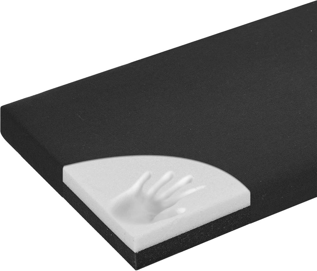baibu 48 Inch Bench Cushion, Dual-Layer Design Memory Foam Indoor Bench Cushion, Non-Slip Standard Size Rectangle Seat Pad with Ties, 48x16x2Inch, Black