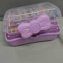 UEncounter 3-Layer Kids Hair Accessories Organizer with Bowknot Lock Cute Jewelry Box Headband Hair Tie Clip Organizer Box for Little Girls - Purple