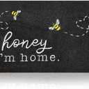 Welcome Mats for Front Door Kitchen Rugs Bee Honey I'm Home Cute Door Mat Indoor Porch Funny Outdoor Non Slip Durable Rubber Mats Black Floor Doormat for Outside Entry Farmhouse