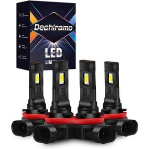 Compatible For 2006 2007 2008 2009 2010 2011 2012 2013 Chevy Impala High Beam Low Beam bulbs Combo, 500% Brightness 6000K White Light,Car interior light bulb(Pack of 4)