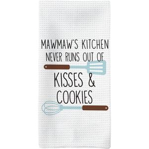 2 x Mawmaw Gifts Kitchen Towels, Mawmaws Mother's Day Hand Towels, Mawmaw's Kitchen Kiss Cookies Dish Dishcloths Towel for Kitchens, Grandma Mawmaws Gift Kitchens Decor, 16x24in