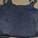 BerryGo Women's Denim V Neck Sleeveless Overall Dress Casual Mini Pinafore Dress Short Jumper Jeans Dress with Pocket XL