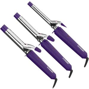 Conair Supreme Curling Iron Combo Set 3-Pack with 1/2 in, 3/4 in, and 1 in Barrels, Featuring 10 Heat Settings, Cool Tip Safety, and Tangle-Free Swivel Cord for Hair Styling, Purple, CB433W2N