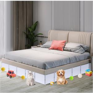 Hiflora 21 Pack Under Bed & Couch Blocker for Pets and Toys - 249" Length, 11.8" Height for One Side of Queen Bed | Includes Sticky Tape, Connectors & Zip Ties - White