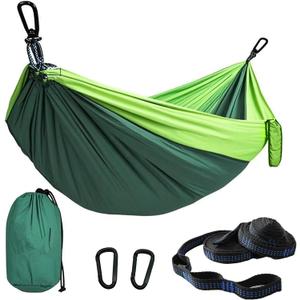 Camping Hammocks, Double & Single Hammock with Tree Straps,Portable Lightweight Parachute Nylon Camping Gear for Outside Hiking Beach Backpack Survival Travel- Up to 500lbs
