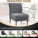 Armless Accent Chair Cover Soft Armless Chair Slipcover Teddy Accent Chairs Covers Without Arms Anti-Scratch Slipper Chairs Slipcover for Living Room/Hotel Décor (Grey, 1, Large)