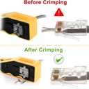 RJ45 Crimp Tool Kit Pass Through Crimper Stripper Cutter All-in-One Ethernet Crimper Tool for Cat5e Cat6 Cat6a 8P8C Pass Through Modular Plugs With 2 Replacement Blades
