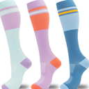 fenglaoda Compression Socks for Women Men 3 Pairs Graduated Compression Support Circulation Socks for Nurses L-XL