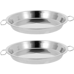 Hemoton 2Pcs Stainless Steel Steaming Tray and Hot Dish Plate 10 Inch Cold Noodle Making Tools Steamed Rice Tray Chinese Liangpi Steamer Pan Round Cake Pan Dishwasher Safe