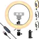 Webcam Light, Ring Light for Logitech Webcam C920,C922x,C930e,Brio 4K,C925e,MX Brio 4K,StreamCam,Brio 500,C615 1/4'' Screw Hole- 10'' Light (Without Tripod and Stand)