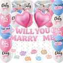 Will You Marry Me Design Proposal Decorations - Upgraded Hanging Swirls Balloons Banner Ring Heart Designed Sign Red Pink Romantic Love Valentines Day Party Stuff Merch