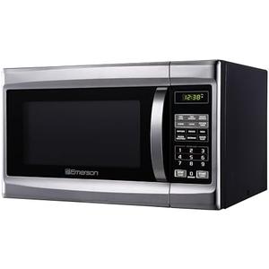 Emerson MW1338SB Countertop Microwave Oven, 6 Pre-Programmed Settings, Removable Glass Turntable, Child Safety Lock, 1.3 Cu ft, 1000W, Stainless Steel