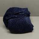 Exclusivo Mezcla Fleece Queen Size Blanket for Bed, 90x90 Inches Soft Cozy Jacquard Flannel Blankets, Lightweight Fuzzy Plush Warm for Women, Navy Blue