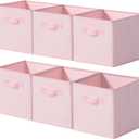 Cupic Cupid 11x11 Storage Cubes, 6 Pack Open Storage Bins with Handles, Storage Cube Organizer for Clothes and Toys, Collapsible Cube Bins for Closet, Shelves, Offices, Pink