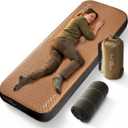 LOSTHORIZON Air & Foam Camping Mattress, Self-Inflating Sleeping Pad, 4.5" Thick, with Pump Sack, Single (Brown)