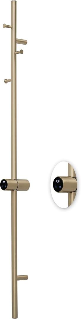 Electric Heater Towel Warmer Rack for Bathroom,Timer&Adjusted Temperature,Stainless Steel,Space Saving,Brushed Brass,47.24 * 3.74 * 4.53in,Wall Mounted-Hardwired Installation