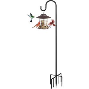 84" Shepherds Hooks for Outdoor with 7 Prongs Base, Heavy Duty Bird Feeder Pole for Hanging Lantern, Hummingbird Feeder, Shepherds Hook for Bird Feeders for Outside,1 Pack, Black