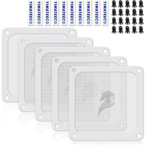 140mm Fan Filter PC Dust Filter Computer Fan Grills Dust Mesh Magnetic Frame PC Case Cover Dustproof PVC 50 Mesh(PVC, Gentleman Aesthetic, 140 * 140mm, 5pcs, White)