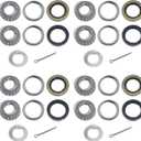 4Sets for 1-1/16'' Axle Trailer Hub Bearings Kits, L44649/L44610 Bearings Set with D-style Spindle Tang Washers, 12192TB 15192TB Grease Seals Cotter Pins for 2000-2200lbs BT9 Straight Spindle