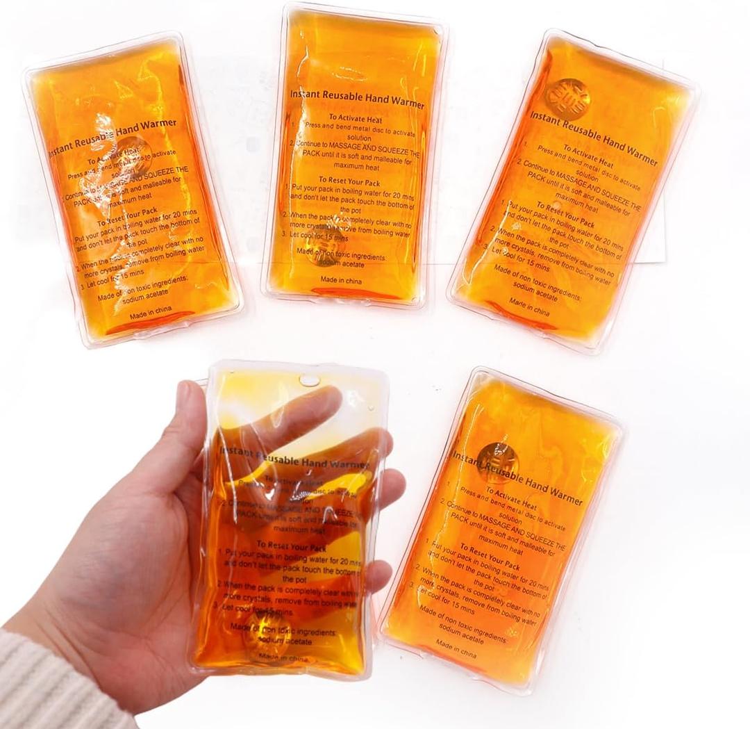 Reusable Snap Heat Pack Hand Warmer - Click Boil Heat Pocket Pouch Gel for Camping, Outdoor, Indoor Working (4.2*3.0 Inch (Pack of 4), Orange)