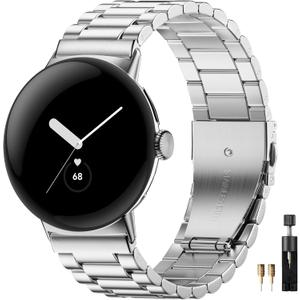 Metal Bands Compatible with Google-Pixel-Watch-2-Band for Women Men, No Gap Stainless Steel Band for Pixel Smartwatch 32024/2/ 1 41mm