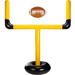 Inflatable Jumbo Football Set Inflatable Football Goal with Beach Ball Target Goal Post Ball Accessories Outdoor Sport Summer Beach Pool Games for Practice and Fun (Yellow, Black)