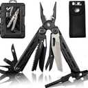 HX OUTDOORS 19 In 1 Pocket Multi Tool, Stainless Steel Multitools Pliers with Fire Starter and Glass Breaker, Folding EDC Camping Survival Tools for Men (Black)