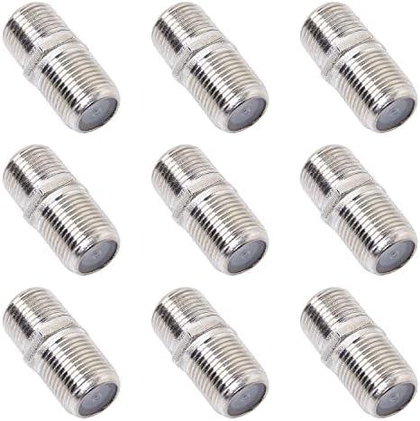 QDiShi 10 Pack Coaxial Cable Connector, RG6 Coax Cable Extender F-Type Silver Plated Adapter Female to Female for TV Cables, Satellite Receiver, VCR and Cable Modem