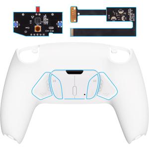 eXtremeRate White Programable RISE4 Remap Kit for PS5 Controller BDM 010 & BDM 020, Upgrade Board & Redesigned Back Shell & 4 Back Buttons for PS5 Controller - Controller NOT Included