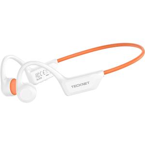 TECKNET Bone Conduction Headphones, Bluetooth V6.0 Open Ear Wireless Headphones, 10H Playtime & IPX5 Sweat Resistant, Secure Comfortable Fit Built-in Mic, Sports Earbuds for Running & Workout, White