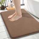 OLANLY Thick Memory Foam Small Bathroom Rugs 24x16, Extra Soft Absorbent Bathroom Mat, Quick Dry Bath Mat, Non-Slip, Machine Washable Carpet for Bathroom, Tub and Shower, Home Decor Accessories, Mocha