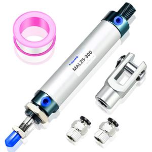 TAILONZ PNEUMATIC 25mm Bore 300mm Stroke Air Cylinder Double Action with Y Connector and 2Pcs 6mm Fitting MAL25x300