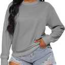 Nimsruc Women Crewneck Sweatshirts Long Sleeve Casual Oversized Sweatshirt (Large, S3355 Gray)