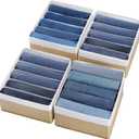 Jeans Drawer Organizers for Clothing,5 Grids Compartment Wardrobe clothes organizer,Fabric Washable Closet Organizers and Storage Bins for Jeans,Pants,Bra,Legging,t-shirt-BeigeWhite