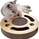 Cat Toy 3in 1 Kitten Puzzles Toys for Bored Indoor Cats with Cardboard and 2 Bell Balls Round Cats Scratcher